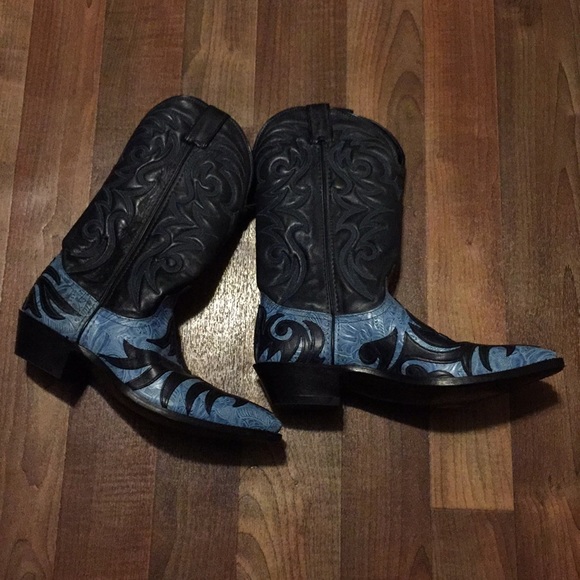 black and blue cowboy boots